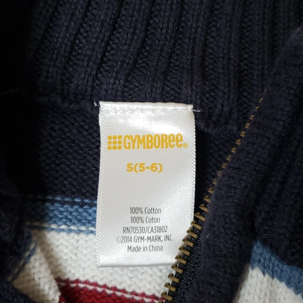 Gymboree 1/4 Zip Striped Sweater Sz S(5-6)